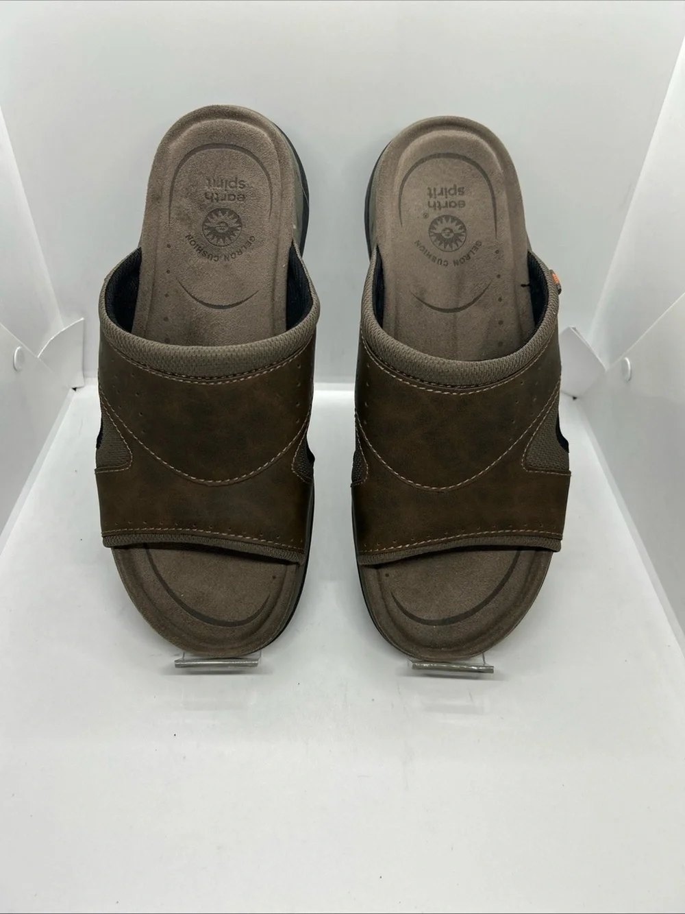 Earth Spirit Mens Brown Gelron Cushion Slide Sandals Size 11 US